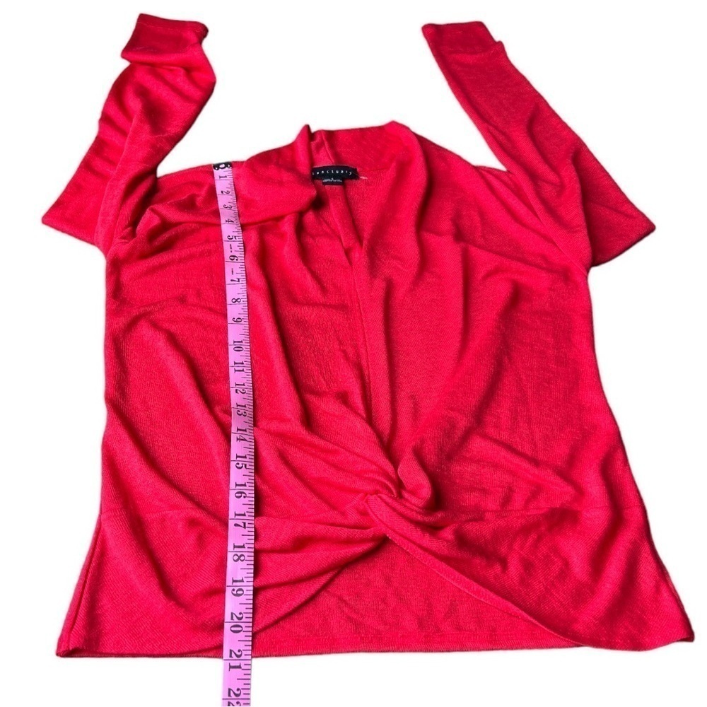 Sanctuary Women’s Cherry Red Gathered Knot Soft Knit Plunge Neck Sweater, Small - Picture 10 of 10